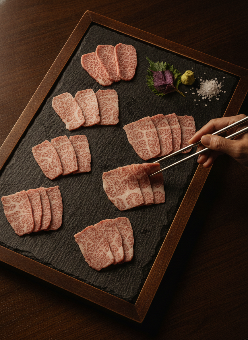 倉薗牛の焼肉コース盛り合わせ